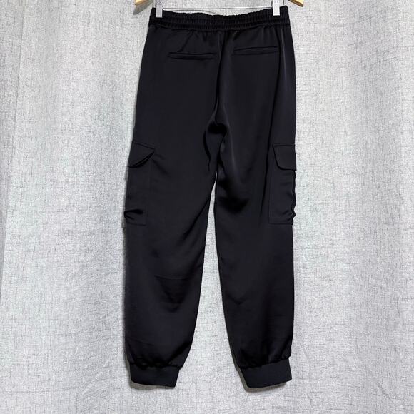 Banana Republic Pants Women Small Black Satin Cargo Jogger - Picture 2 of 7
